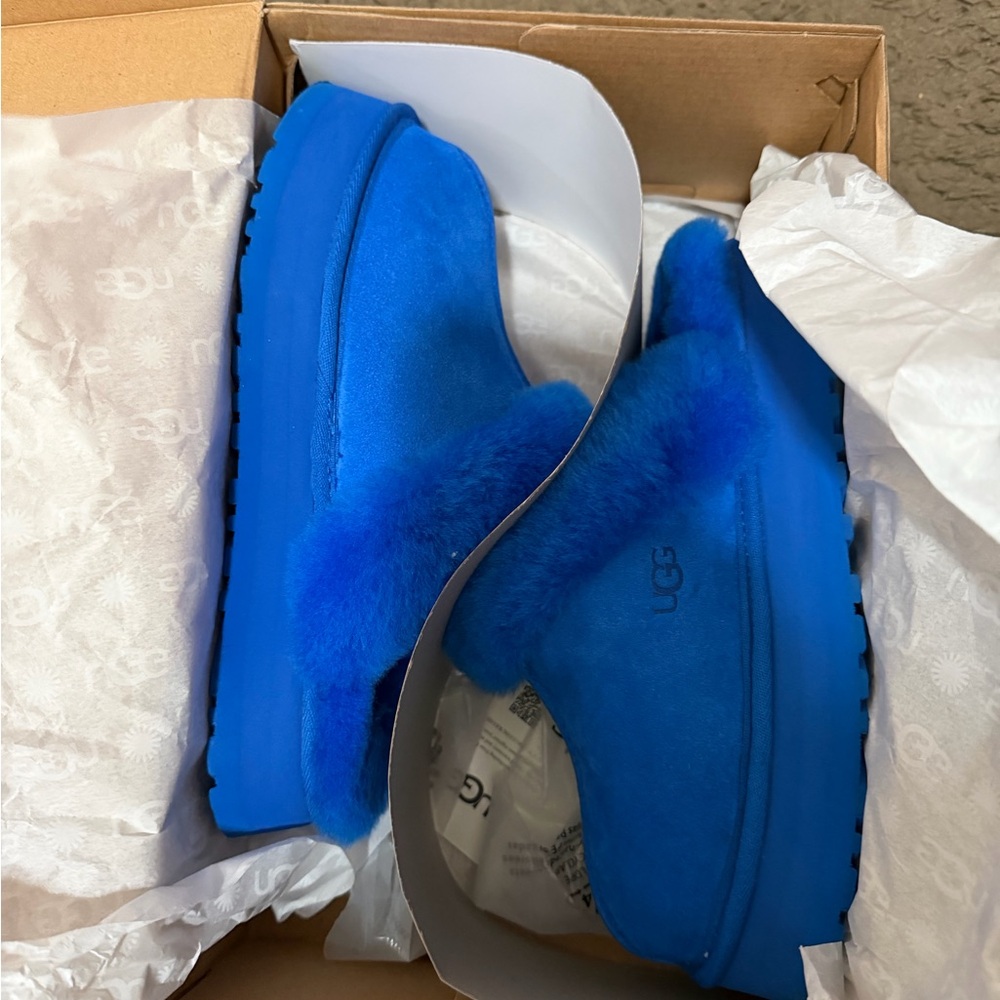 UGG Blue Disquette Slippers PLATFORM